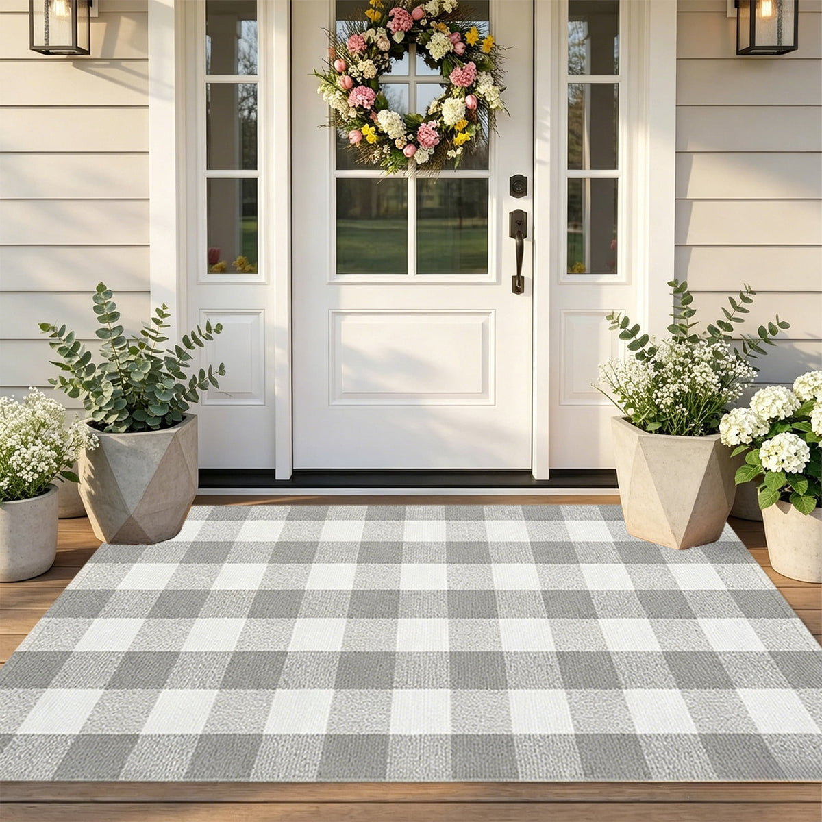 Dpityserensio Halloween Doormat Black Bat and Moon with Striped Border Non-Slip Washable Indoor Outdoor Rug, Vintage Fall Decor