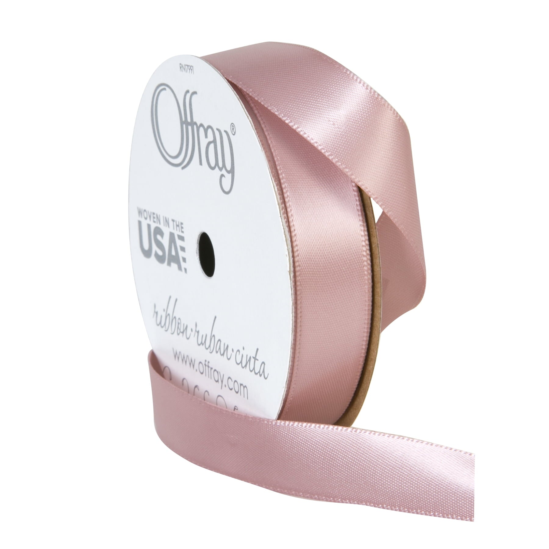 (3 pack) Offray Ribbon, Pink 5/8 inch Double Face Satin Ribbon for Sewing, Crafts, and Wedding, 18 feet, 1 Each