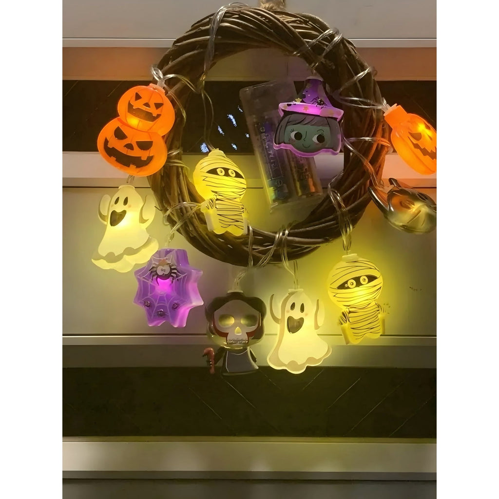 PMMIPNW Halloween LED Fairy String Lights 20LED - Spooky Pumpkin, Witch, Mummy & Cat, 8 Modes with Timer, Designs for Party Decor, Battery Operated Halloween Decorations