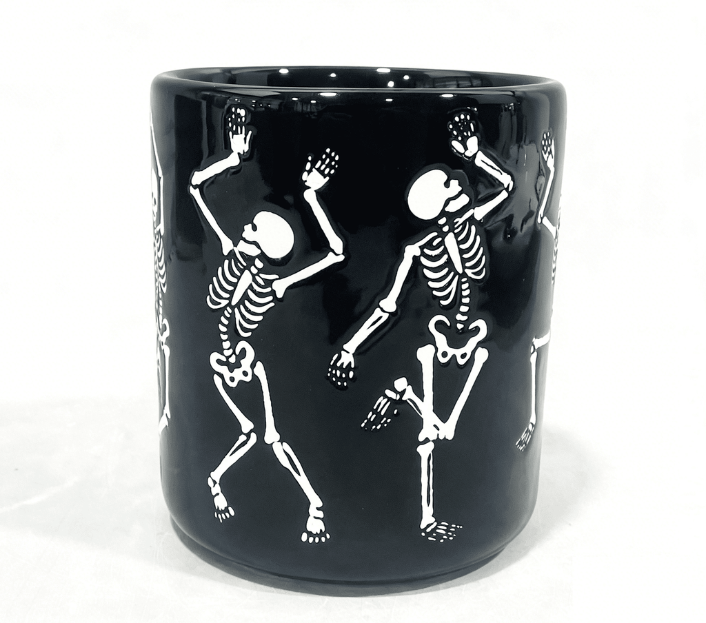 Way To Celebrate Halloween Black Dancing Skeleton Stoneware Mug Set, 2-Pack, 18.7 oz