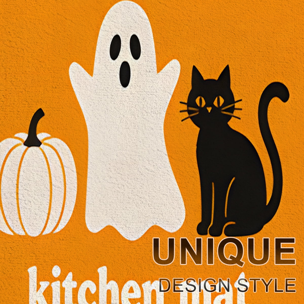 YIMEIS Halloween White Pumpkin Multi-purpose 3-Piece Flannel Mat and Kitchen Rugs,Soft Non-slip for Home Bedroom Bathroom