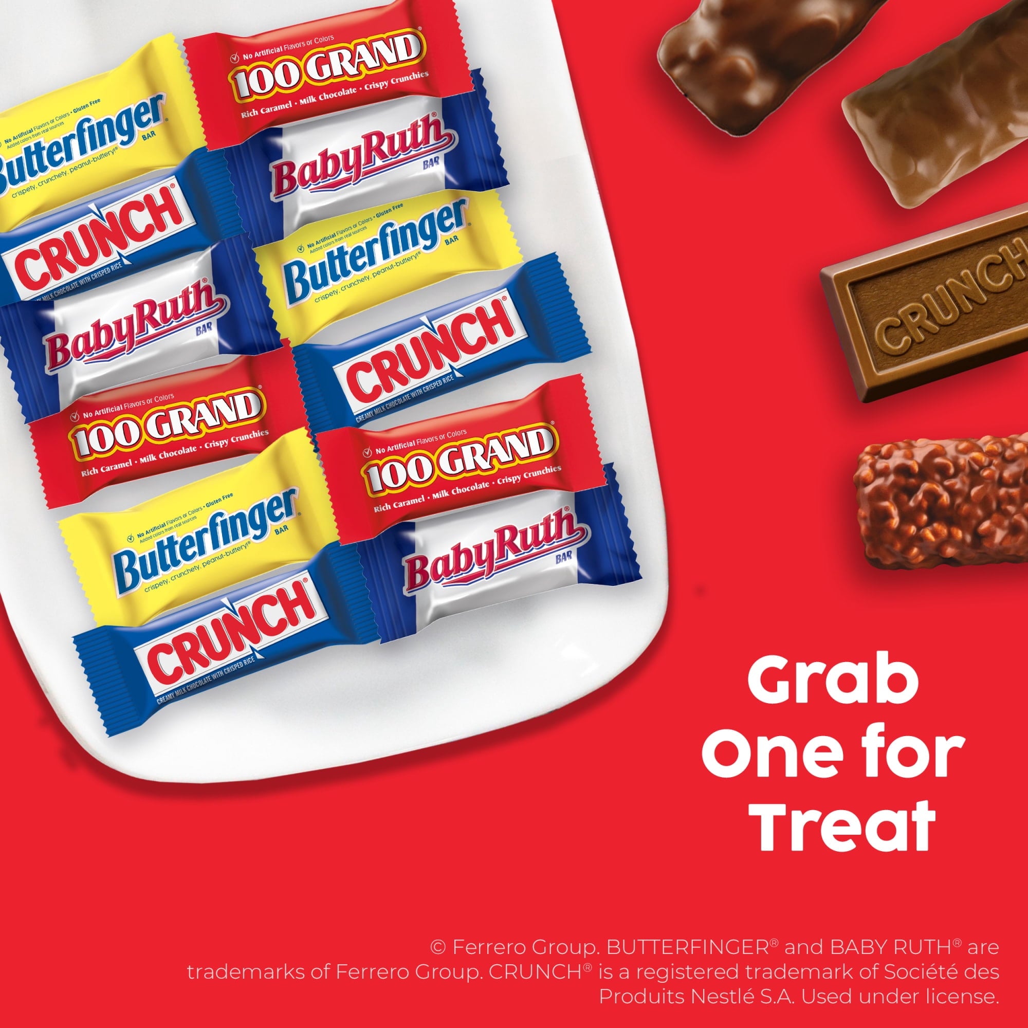 Butterfinger, CRUNCH, Baby Ruth & 100 Grand Halloween Candy Bulk, 100 count