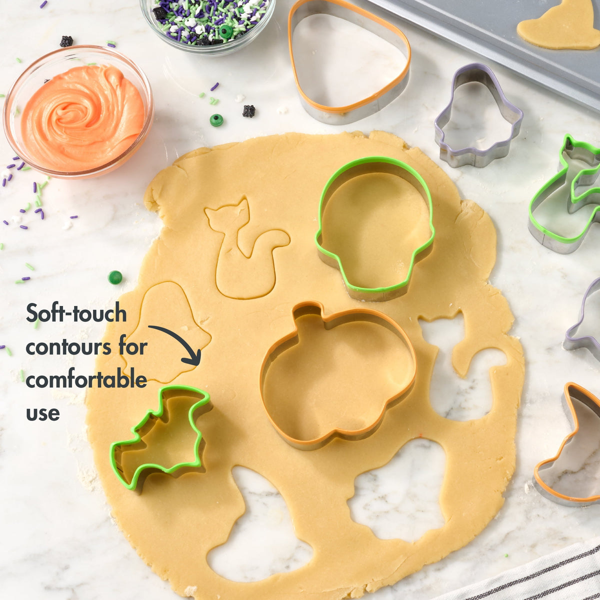 Way To Celebrate 8-Piece Stainless Cookie Cutters, Orange, Green, Purple