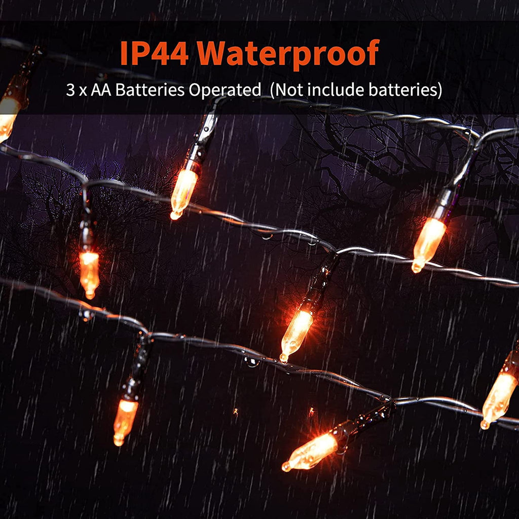 Morttic 2 Pack Orange String Lights 16.4Feet 50 LED Battery Operated Waterproof Mini Fairy Lights Show with 8 Modes for Outdoor Indoor Patio Xmas Tree Birthday Party Holiday Christmas Decorations