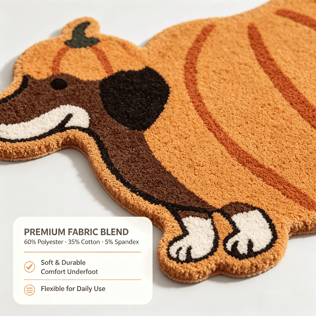 Halloween Dachshund Door Mat, 30"×18" Non-Slip Pumpkin Dachshund Floor Rug, Mat for Home Porch Fall Decor & Pet Lover Housewarming Gift