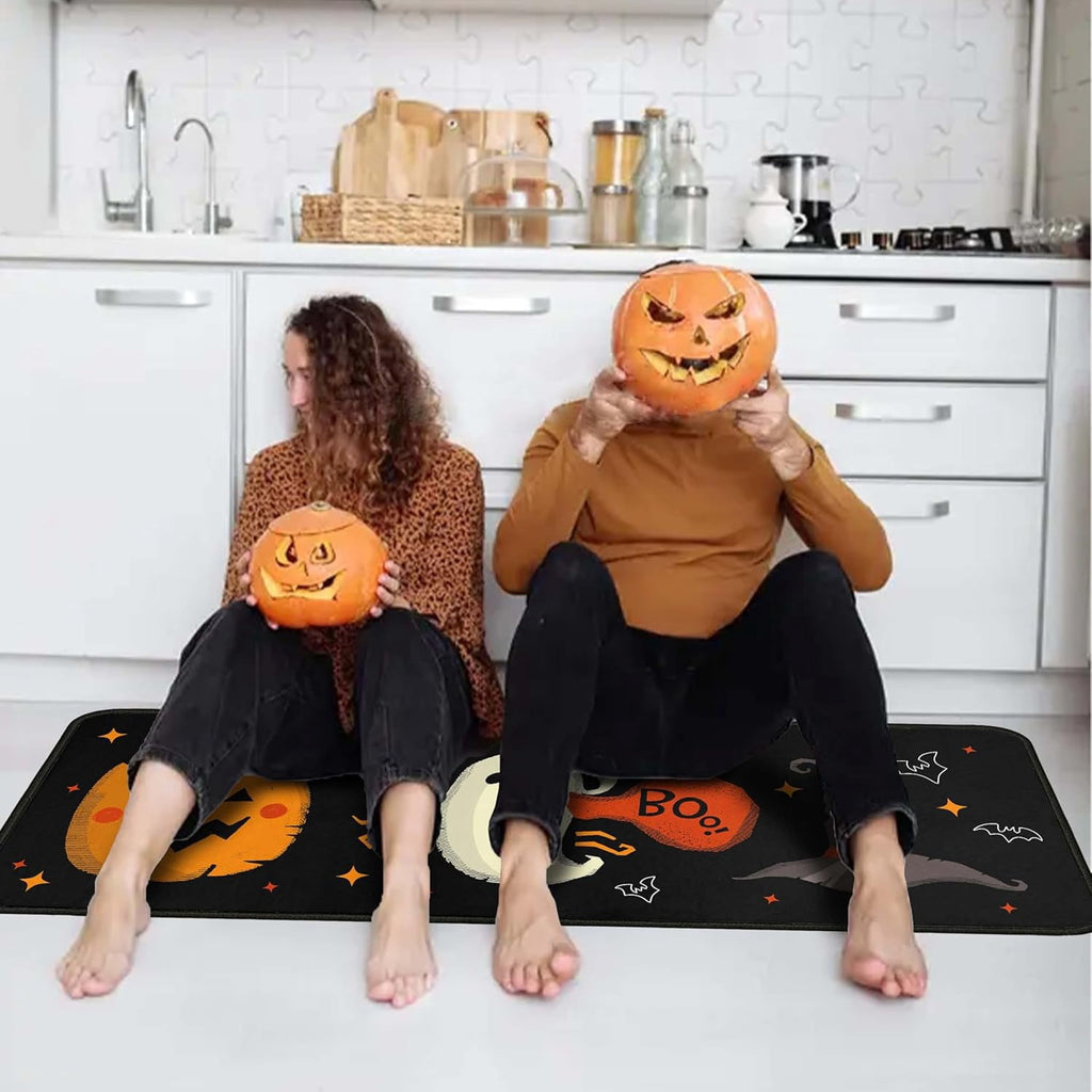 Halloween Kitchen Rugs Set of 2, Cushioned Anti-Fatigue Kitchen Mats for Floor, Spider Web Kitchen Mats, Non-Slip Waterproof Kitchen Floor Mat Washable for Kitchen, Home, Office, Laundry