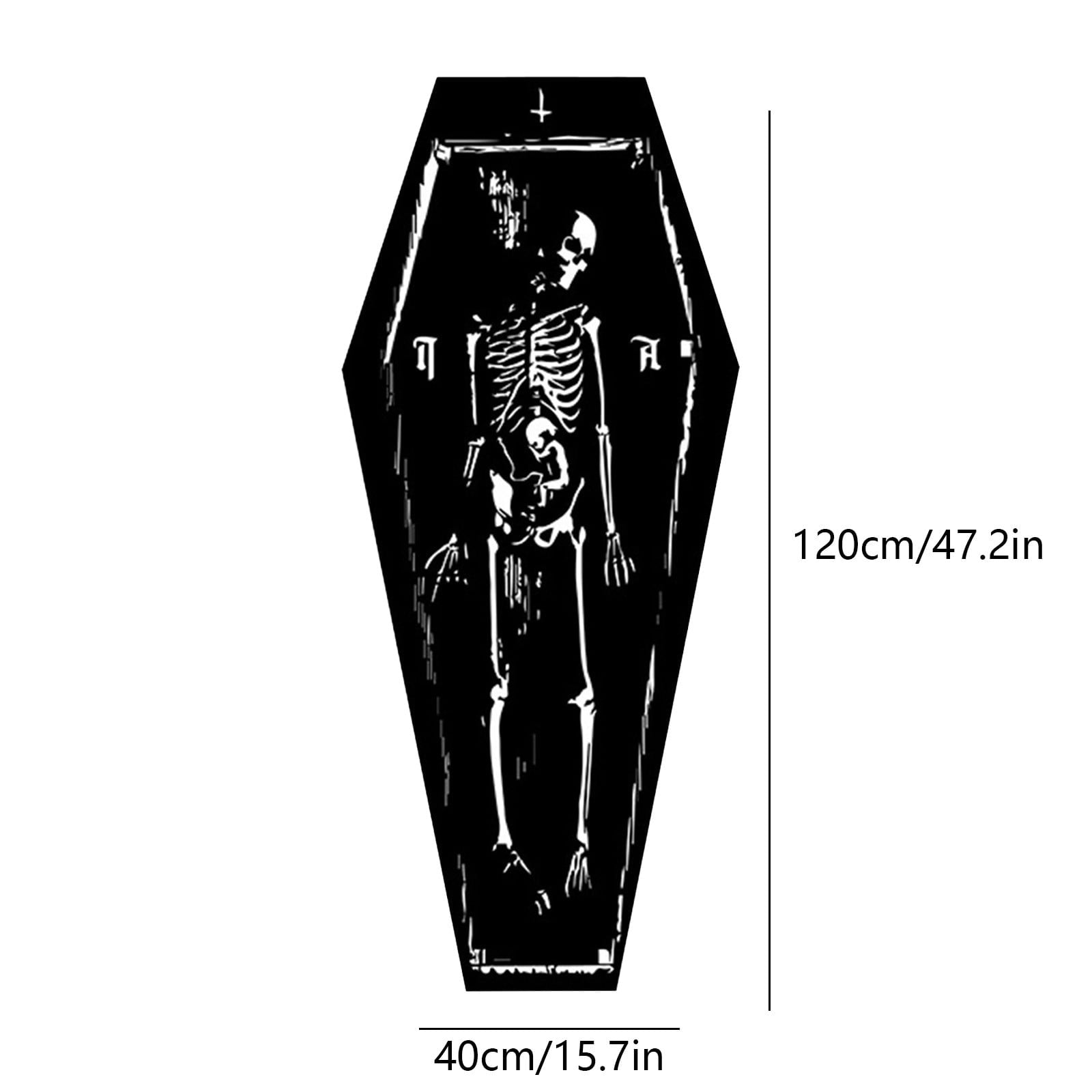 Harliver Halloween Carpet Gothic Coffin Shaped Skeleton Rug, Non Slip Washable Halloween Door Mat, for Bathroom Home Indoor Kitchen Bedroom Living Room Halloween Decorations, 15.7 x 47.2in
