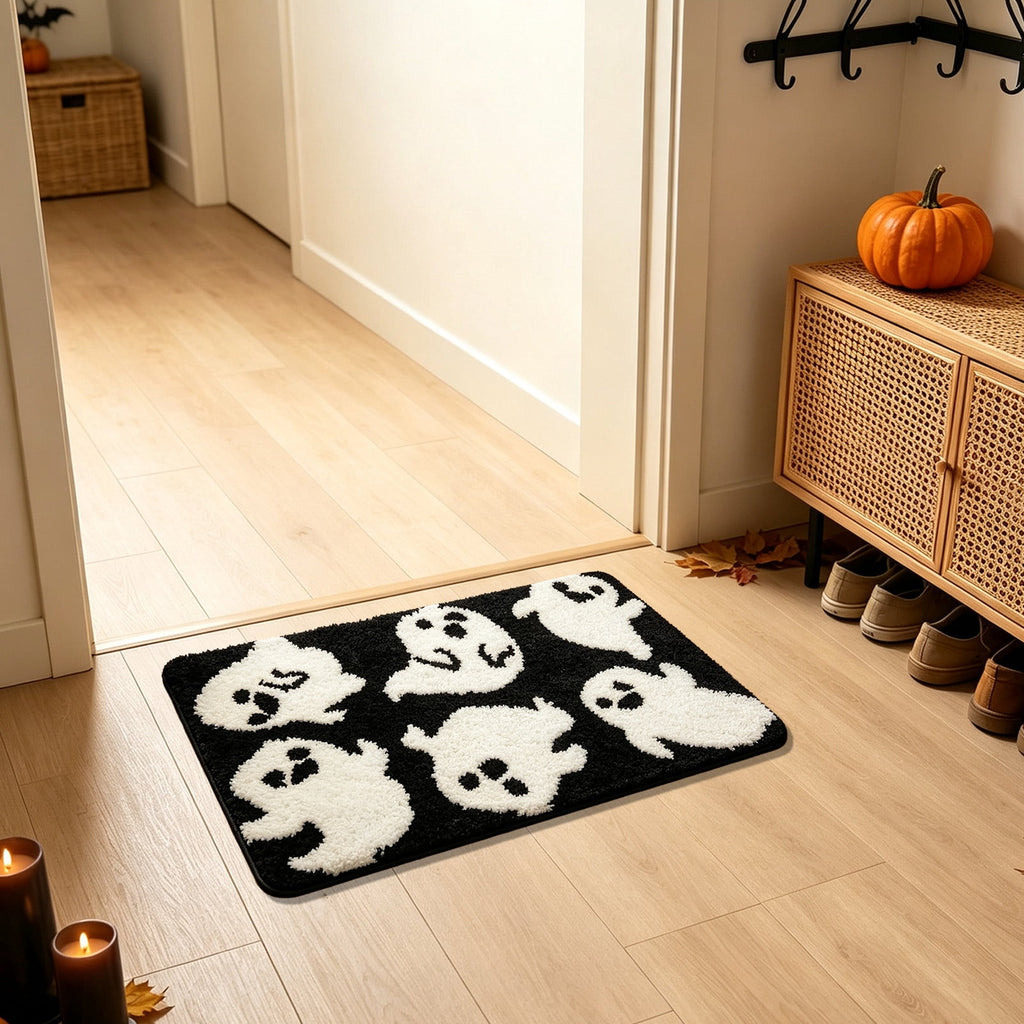 WWC Halloween Door Mat, 32x20 inch Halloween Decor Thick Non Slip Ghost doormat, Entryway Rug for Fall Party Indoor Outdoor Front Porch