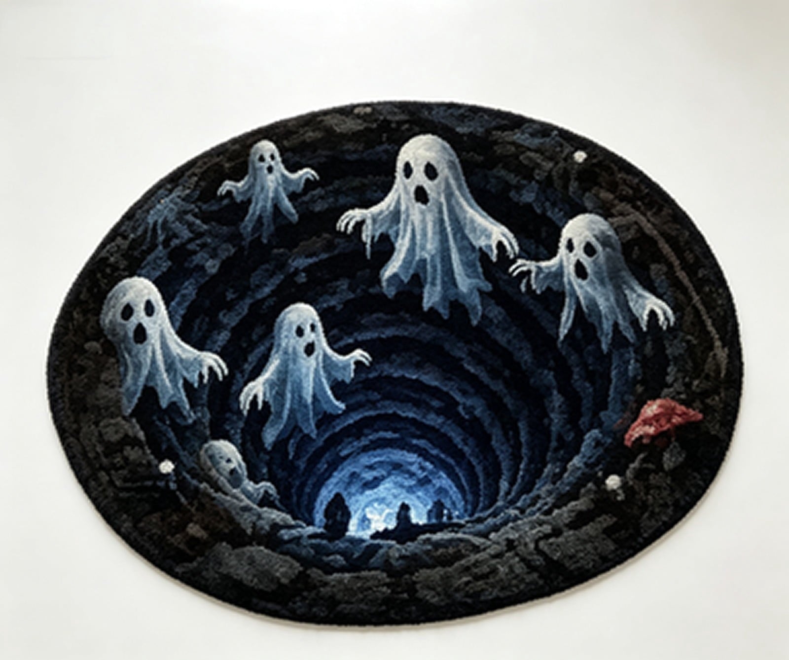 3D Halloween Round Rug, Illusion Halloween Round Mat, Funny Rug with Non-Slip Soft Visual Effect Door Mat for Living Room Indoor Decor