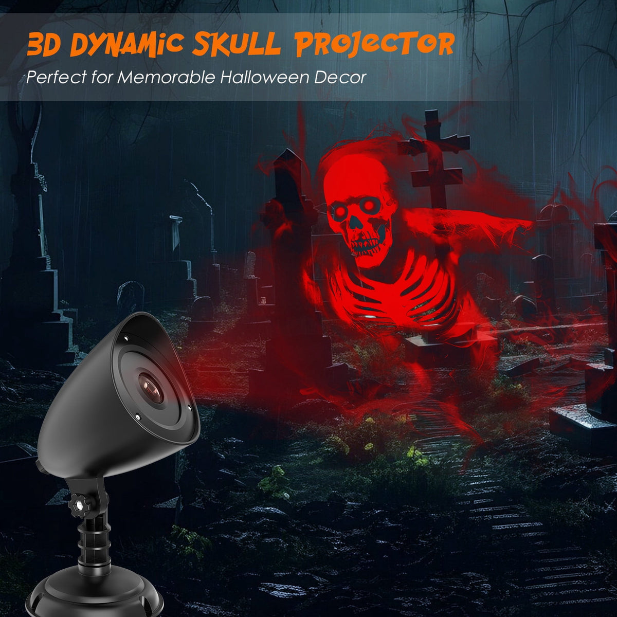 WETRBWEH Halloween Projector Lights Outdoor Indoor, 3D Dynamic Ghost Projector Decorations Lights for Window, Ground,Halloween Decor