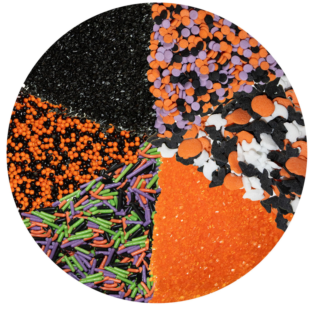 Wilton Halloween Traditional Edible Sprinkle Mix, 6-Cell Variety Pack with Ghost, Pumpkin & Bat Shapes, 6.5 oz.