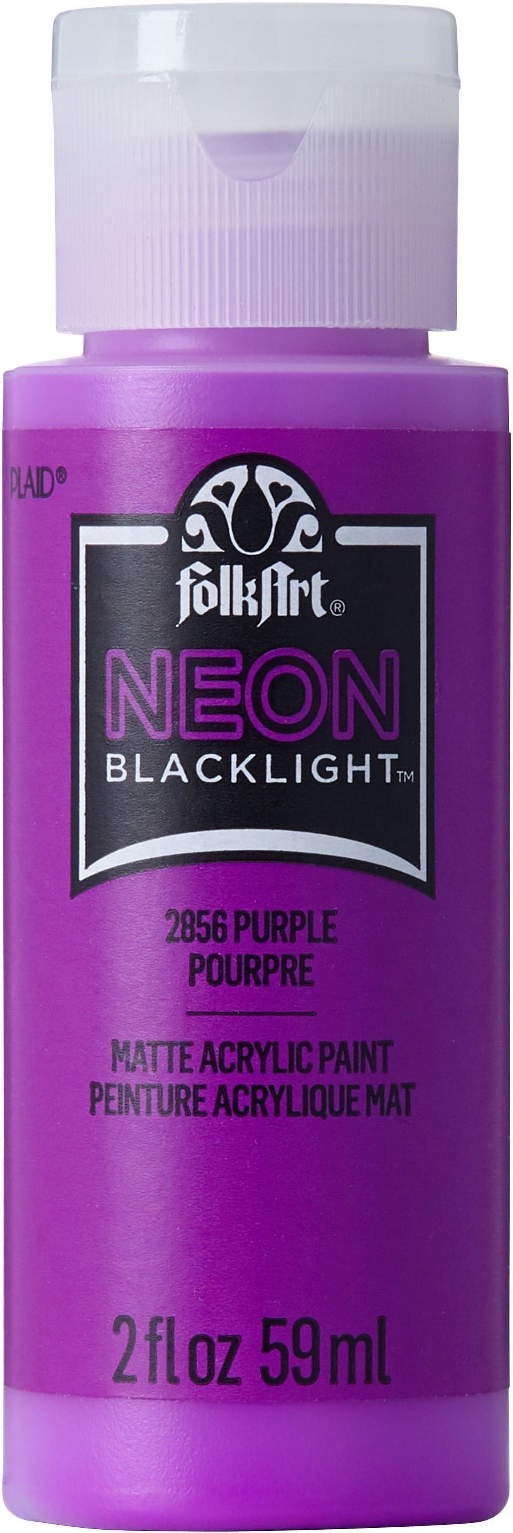 FolkArt Neon Blacklight Acrylic Craft Paint, Matte Finish, Pink, 2 fl oz