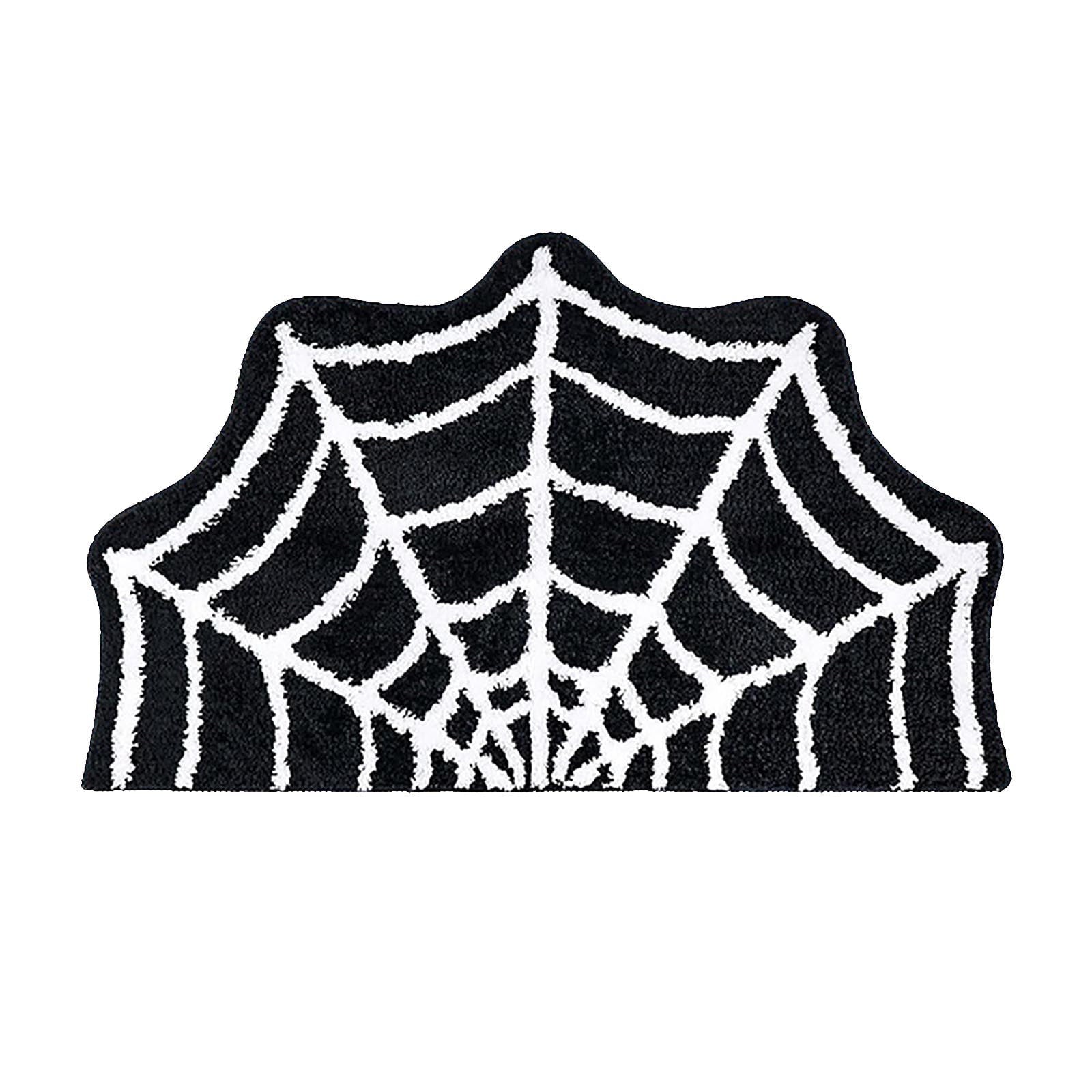 Wadada Spider Web Bath Mat Rug, 31x20 Inch Halloween Bathing Mat Non-Slip Rugs,Spiderweb Gothic Area Carpet,Goth Rug for Front Door,Kitchen,Living Room,Bedroom,Machine Washable (1PCS)