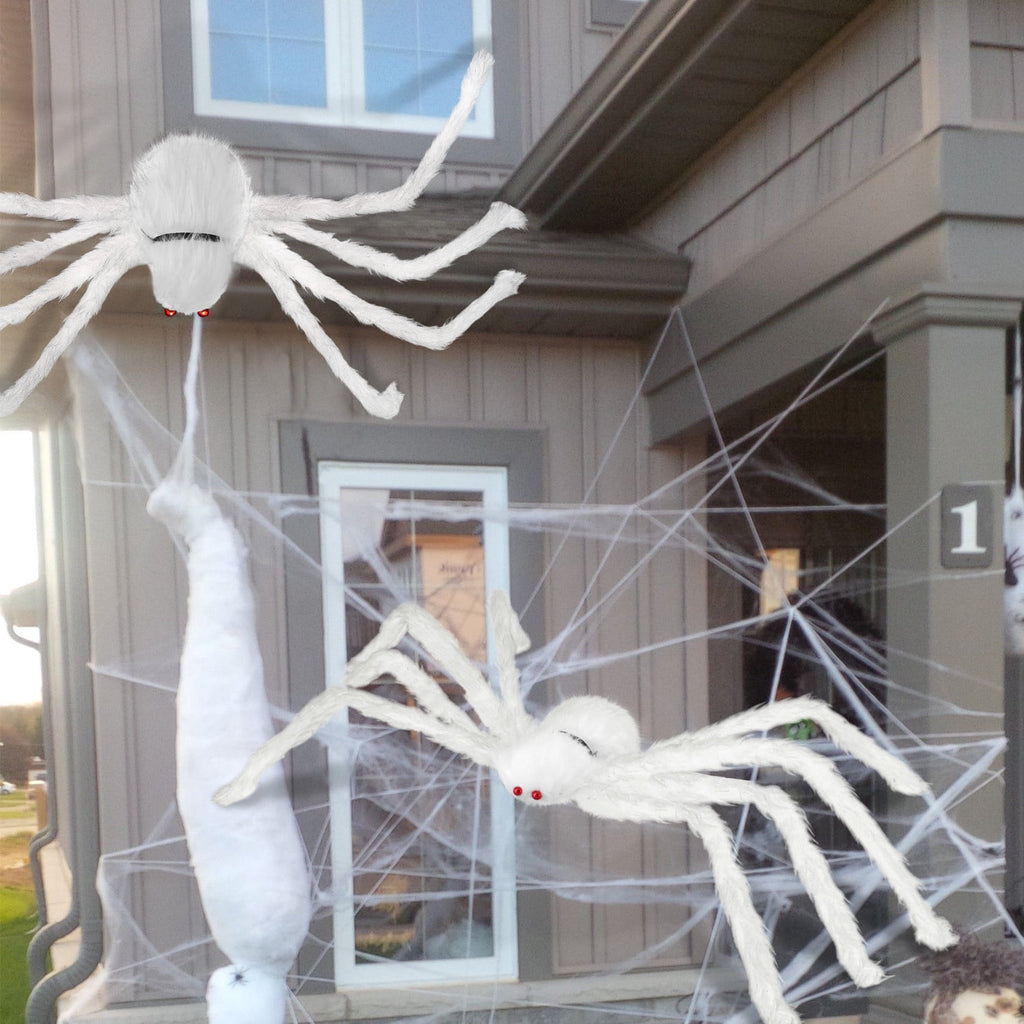 Innens 11.8ft Halloween 144 LED Purple Spider Web Lights with 35" Giant Spider Light up Cobweb Halloween Decorations for Indoor Ourdoor Garden Yard Home Patio (Black, 1Pc)