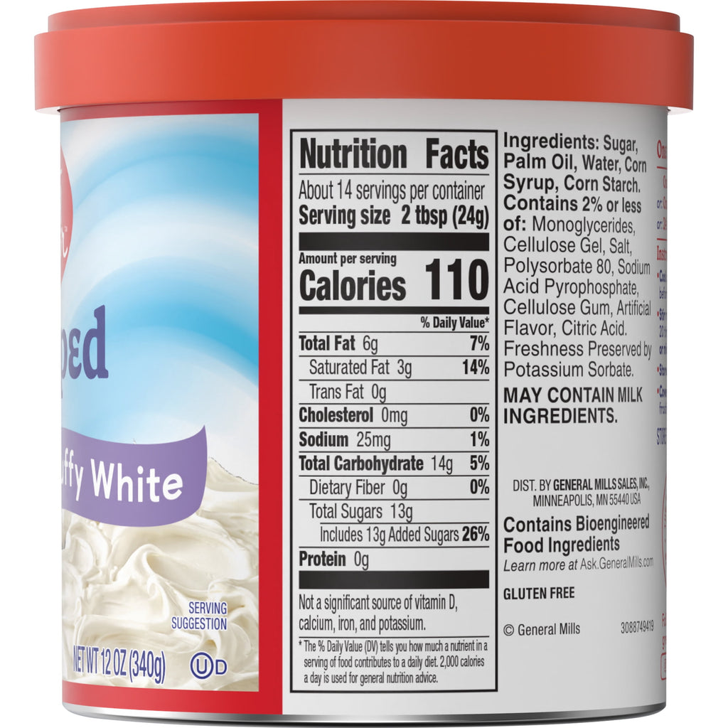 Betty Crocker Whipped Fluffy White Frosting, Gluten Free, 12 oz