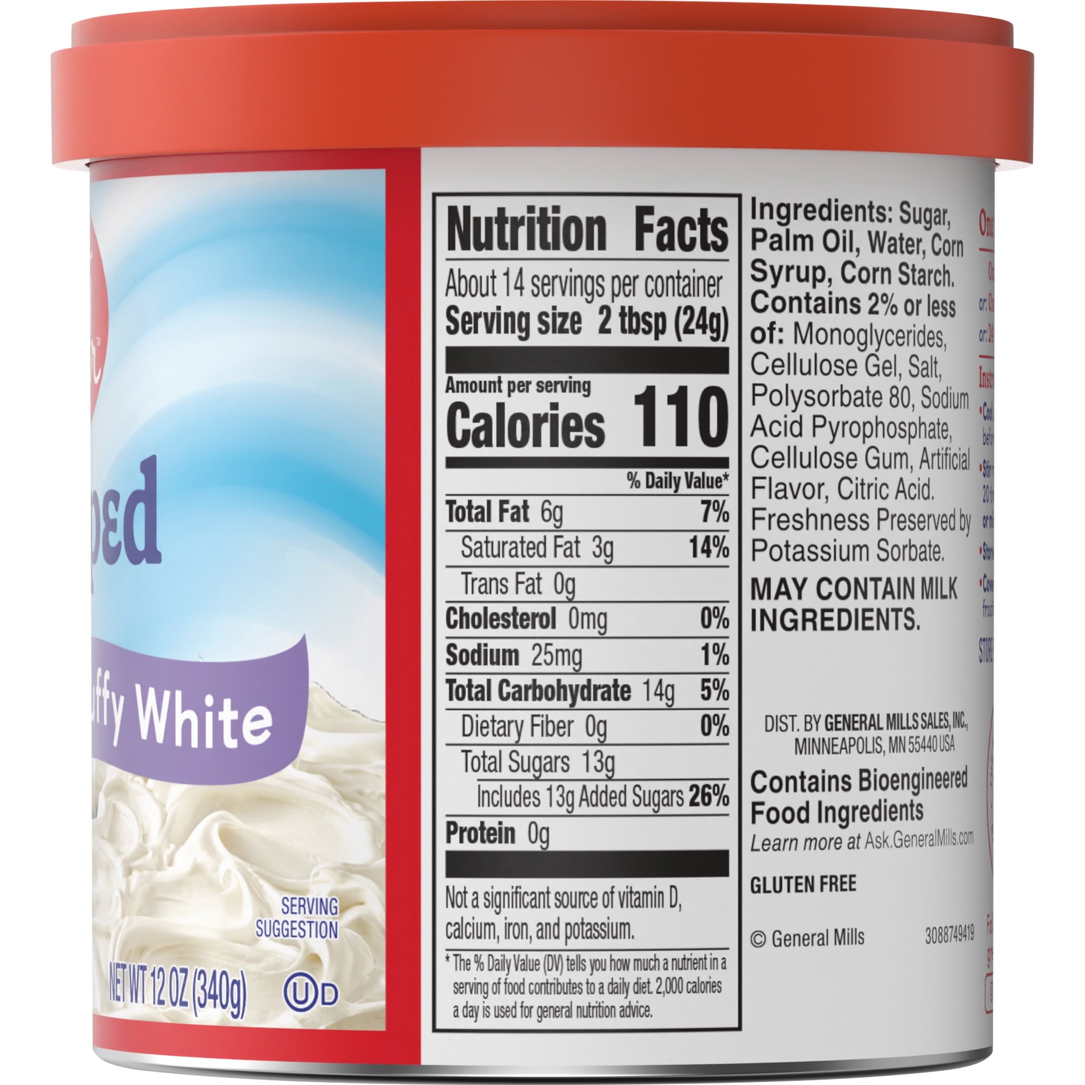 Betty Crocker Whipped Fluffy White Frosting, Gluten Free, 12 oz