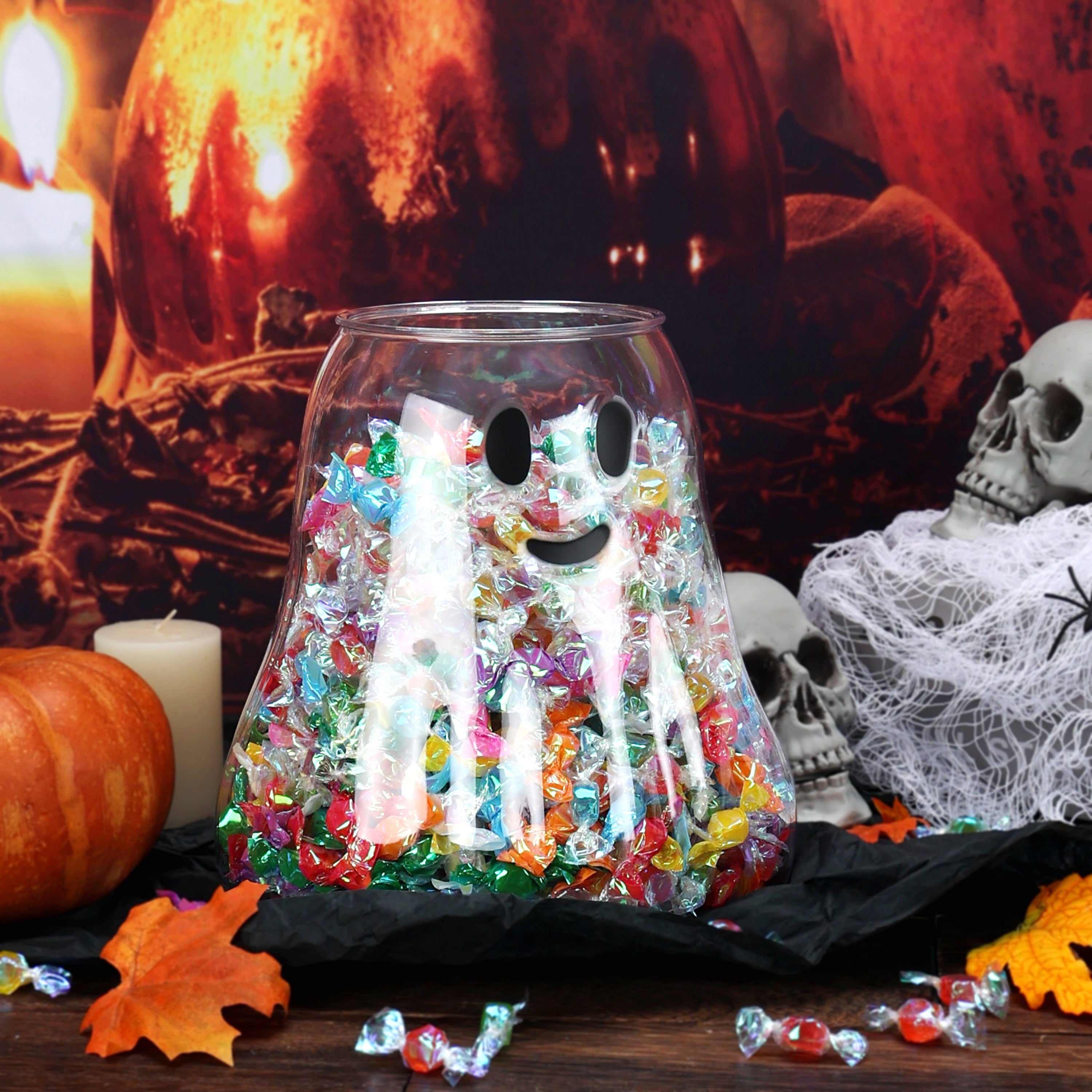 Way to Celebrate Halloween Clear Iridescent Acrylic Ghost Bucket, 4.5 qt