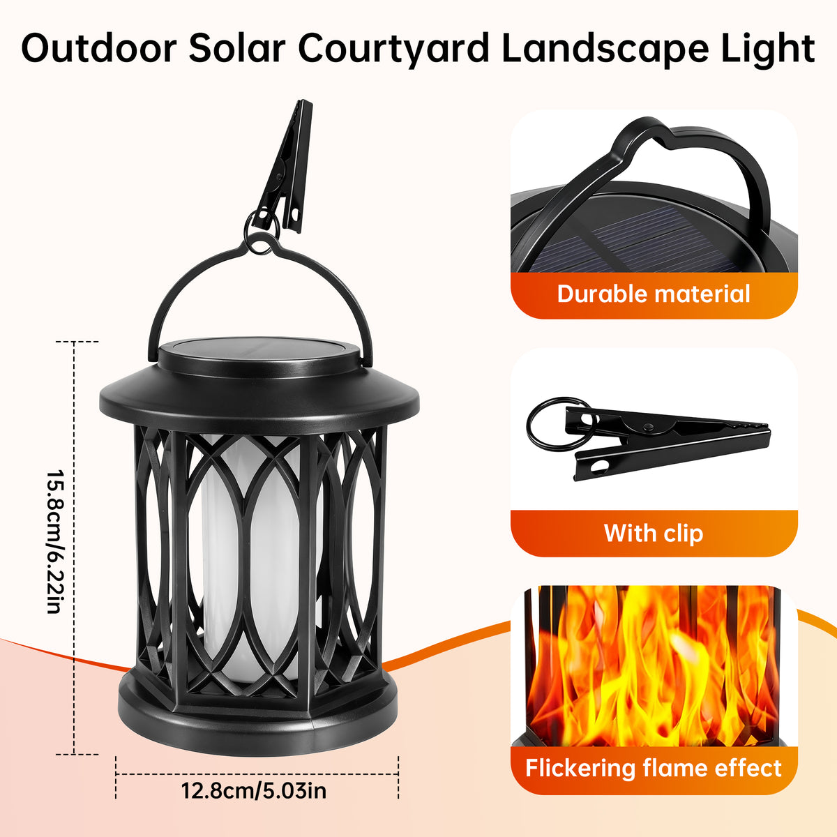 2 Pack Solar Lantern Outdoor Lights, Upgraded Flickering Flame Solar Lanterns Outdoor Waterproof, Hanging Lantern Decorative, Solar Powered Lanterns for Yard, Patio, Path, Tree, Garden Decor