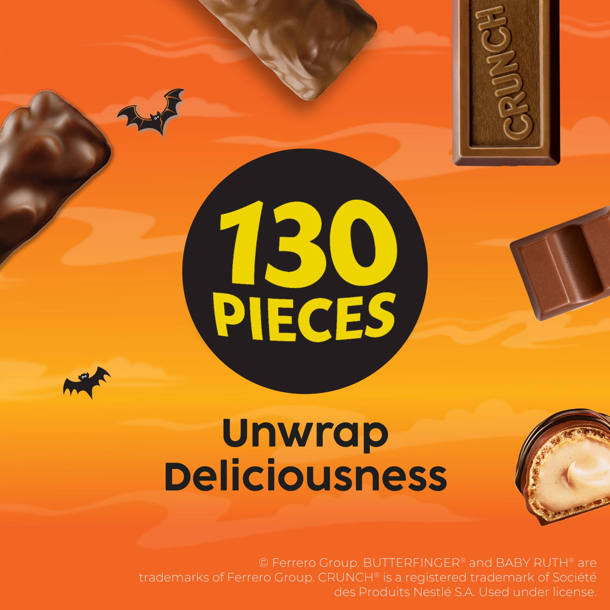 (3 pack) Butterfinger, CRUNCH, Baby Ruth & More Halloween Candy Chocolate-y, 36.9 oz