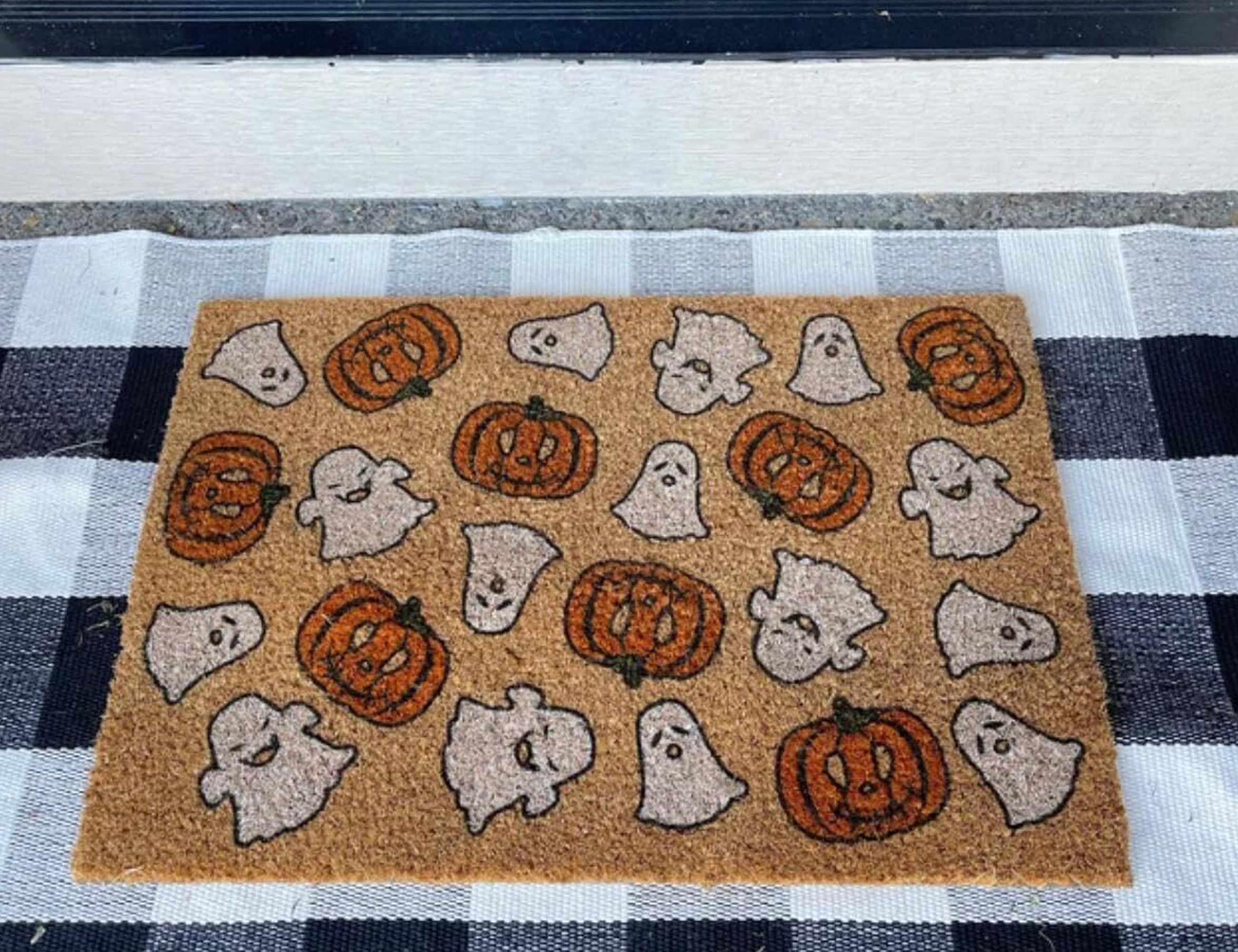 MYFLOCY Halloween Front Doormat 31x19 inch Indoor Outdoor Non Slip Floor Decoration ( Pumpkin Spooky )