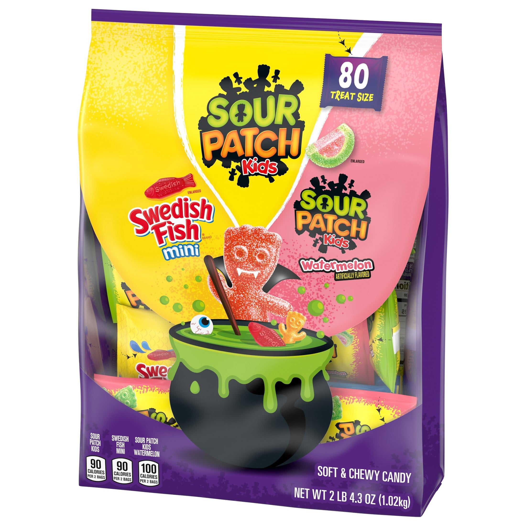 SOUR PATCH KIDS and SWEDISH FISH Mini Soft & Chewy Halloween Candy Variety Pack, 80 Bags