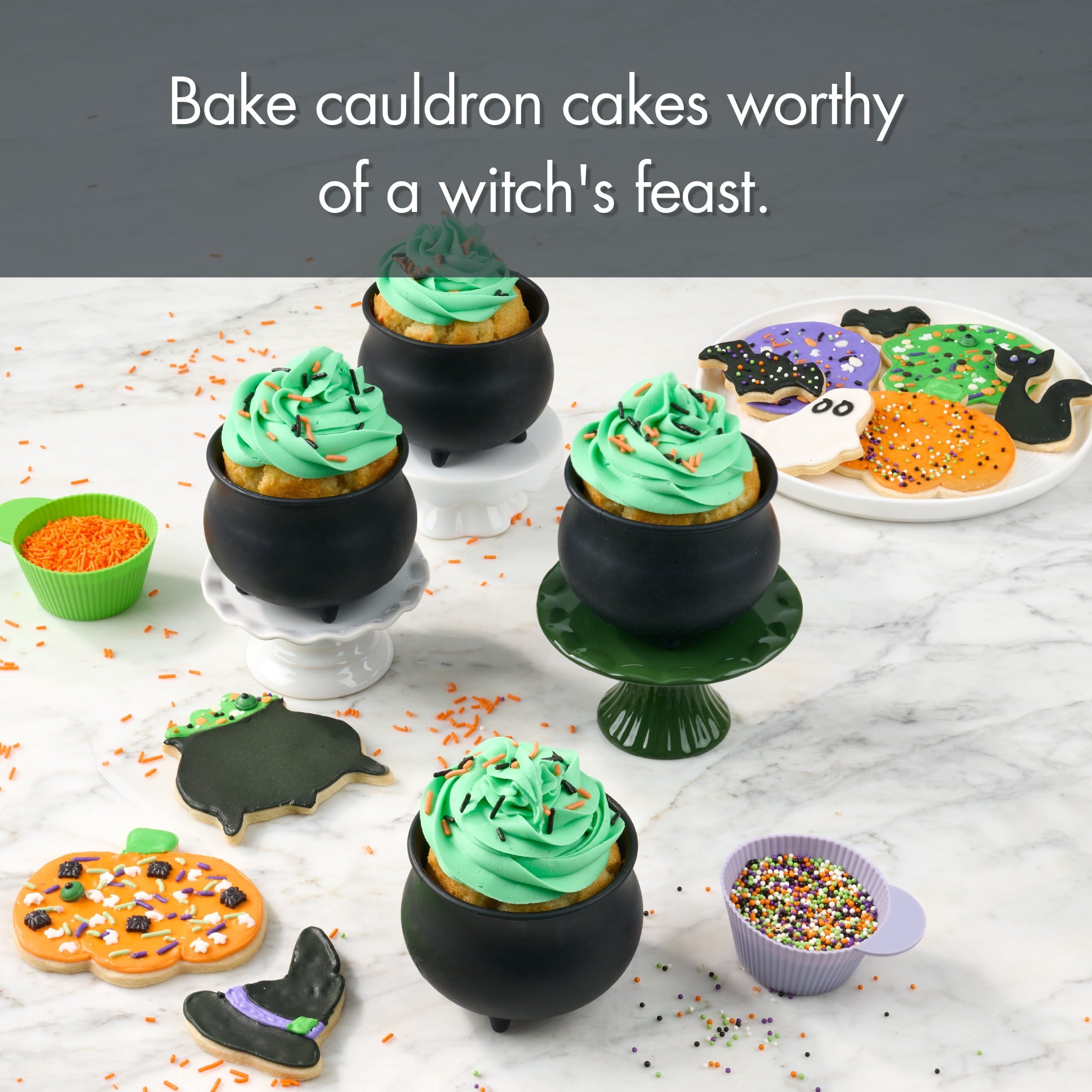 Way To Celebrate 4-Piece Silicone Cauldron Baking Cup Set, Black