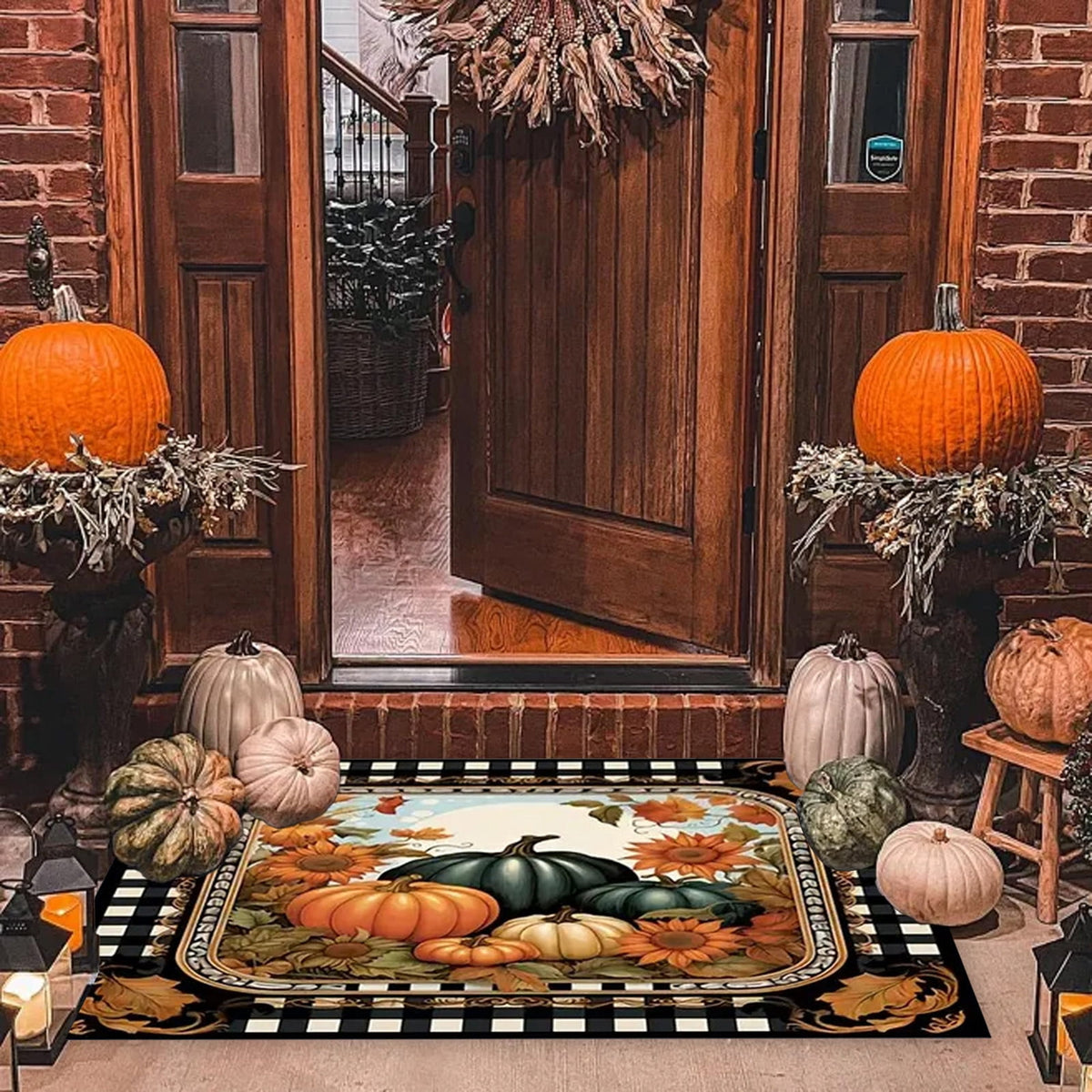 JoyMoreHome Fall Welcome Mat, 20x32 Inch Maple Leaves Door Mats, Decorative Indoor Outdoor Non Slip Entryway Rug, Halloween Thanksgiving Doormat Decor