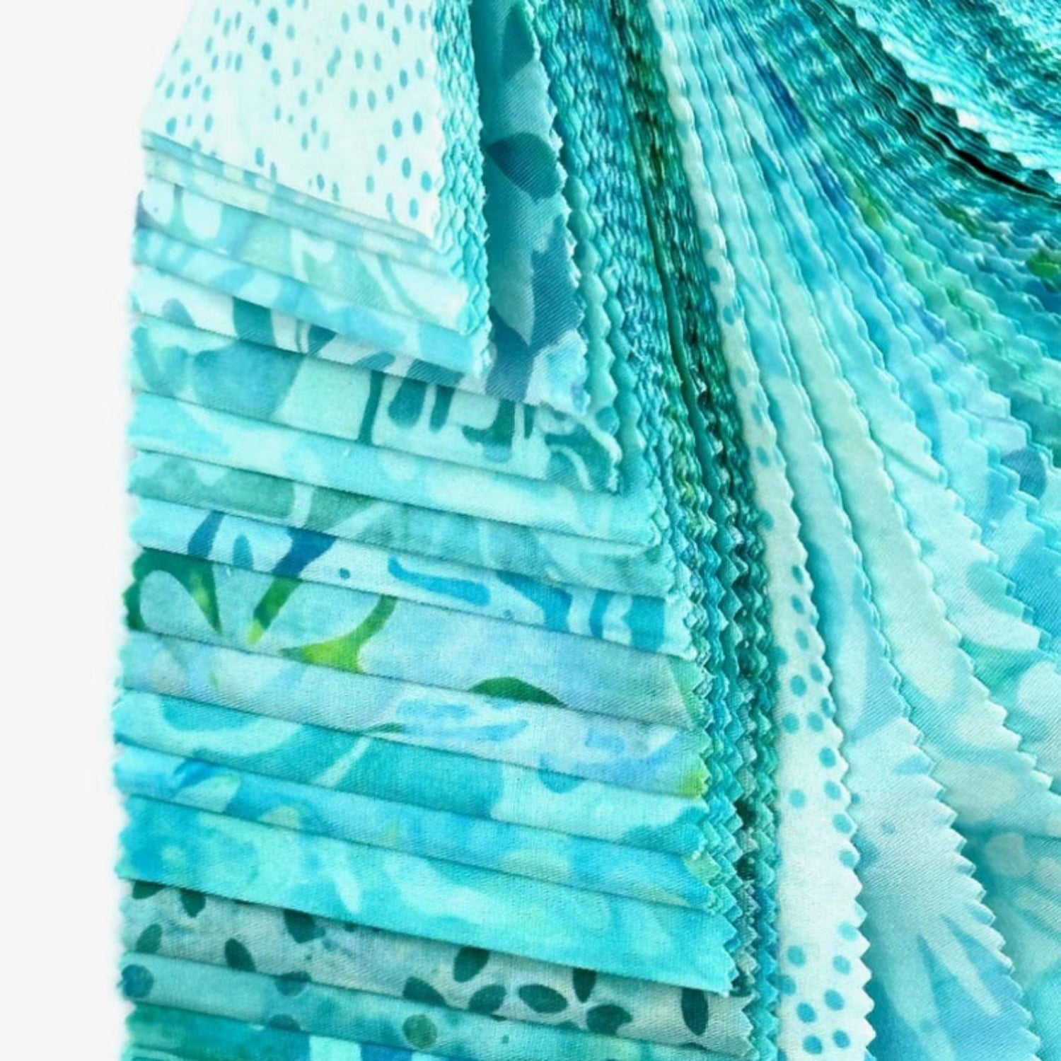 Heymaple 40Pcs Jelly Roll Fabric Strips for Quilting and Sewing, 2.6" x 20" Precut Fabric for DIY Crafting, Blue Green Lake