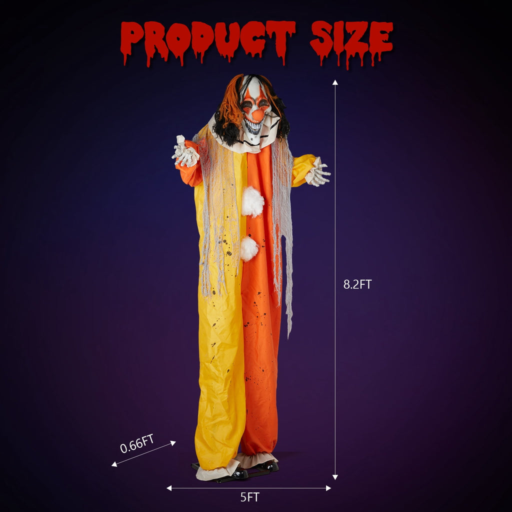 UBesGoo 8 ft Clown Animated Halloween Decoration Clown w/ Pre-Recorded Screaming, LED Eyes