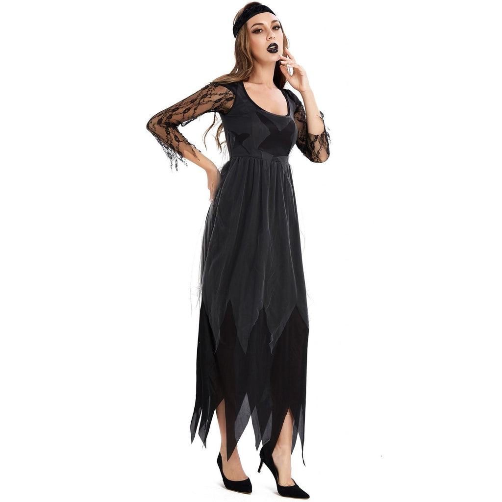 Halloween Witch Costume Women, Classic Retro Witch Costumes for Women Halloween Fancy Dress Witch Dress Black XXL