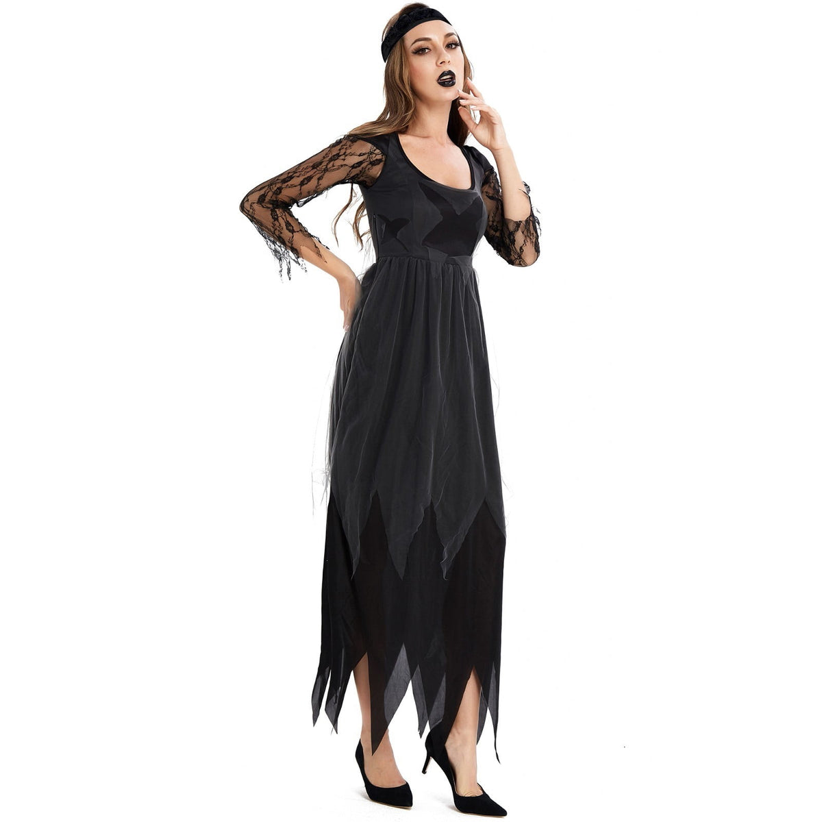 Halloween Witch Costume Women, Classic Retro Witch Costumes for Women Halloween Fancy Dress Witch Dress Black XXL