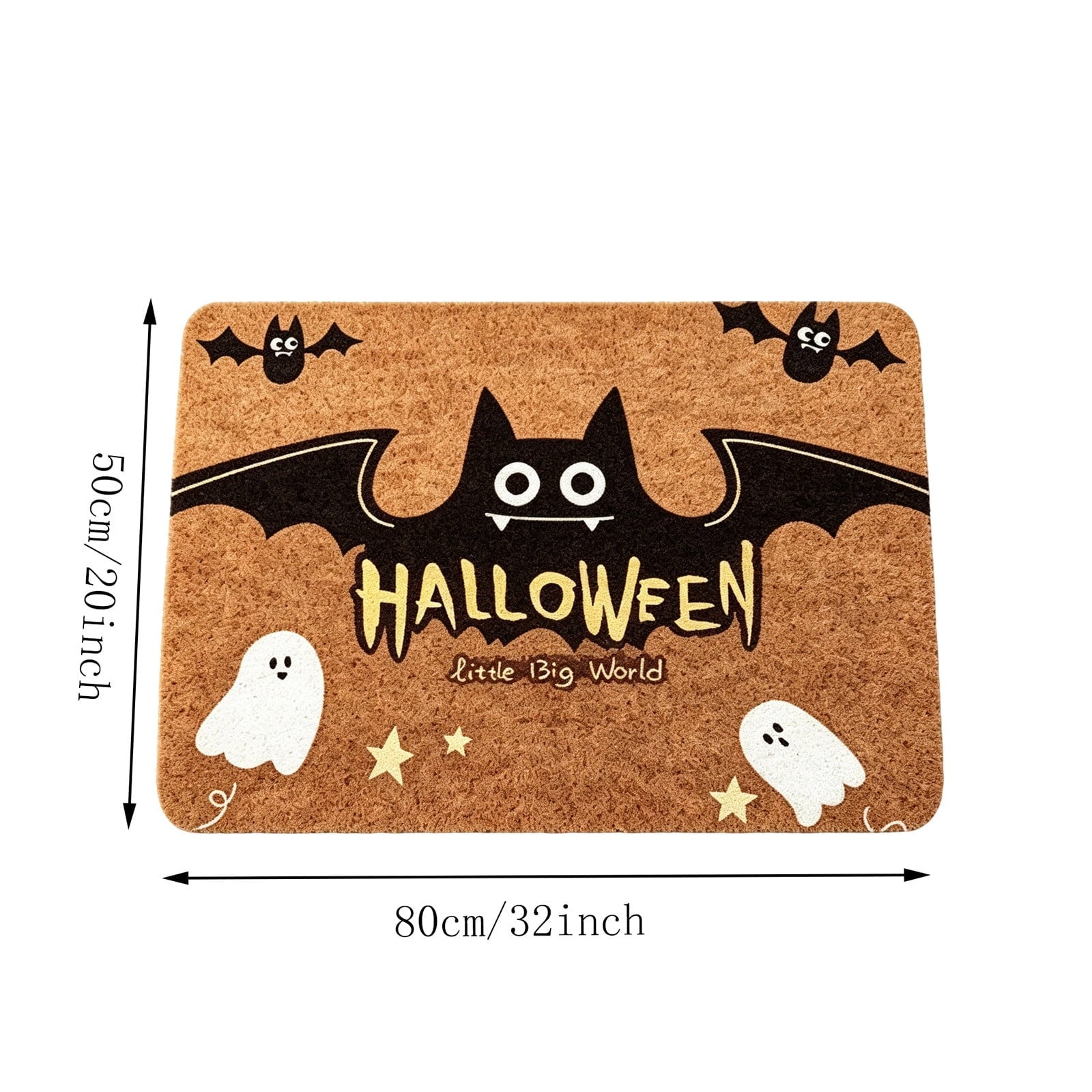 Halloween Doormat Vintage Retro Style Mat 23.6x15.7in Secure-Grip Absorbent Coir Look Entryway Rug for Front Porch Indoor Outdoor Decor by OVFUIZ