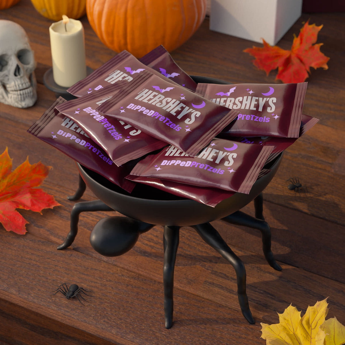 Hershey's Milk and Dark Chocolate Covered, Halloween Dipped Pretzels Box, 14.1 oz (20 Packs)