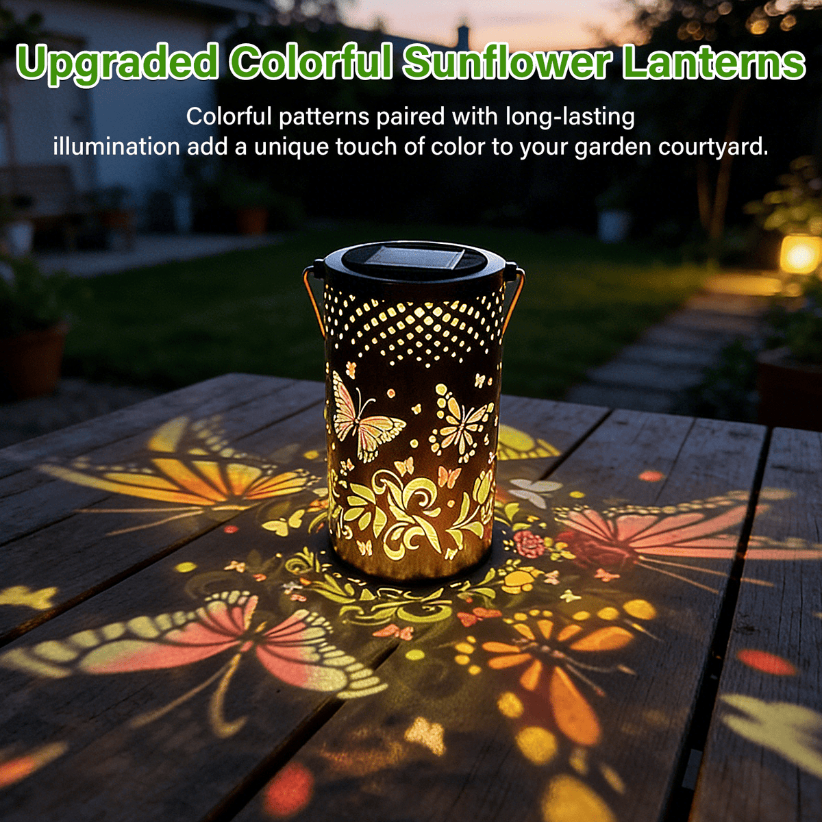 Colorful Solar Lanterns IP65 Outdoor Waterproof, Mother's Day Gifts for Women Mom Grandma - LED Colorful Sunflower Solar Lights Metal Hanging Lantern for Patio Yard Porch