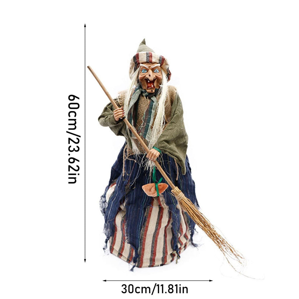 BinKFF 3.9 FT Halloween Animated Standing Witch, Life Size Animatronic Witch with Pre-Recorded Phrases, Glowing Red Eyes, Posable Arms, Ideal for Halloween Indoor/Outdoor Holiday Decor