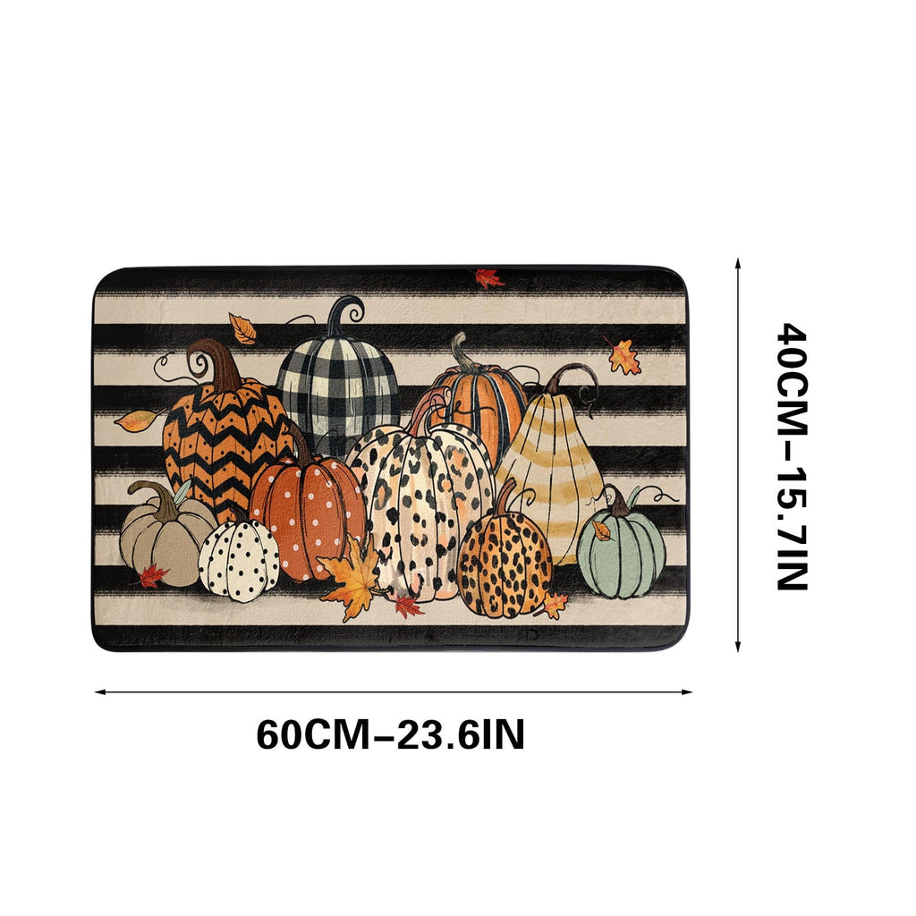 JOGZMZ Halloween Floor Mat Home Entrance Thanksgiving Pumpkin Thick Foot Mat Crystal Velvet Floor Mat 16×24 in