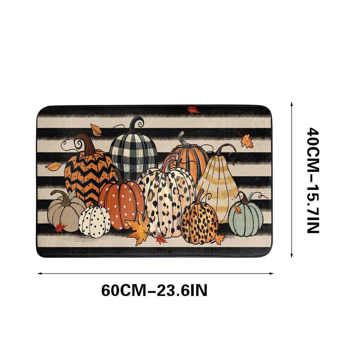 JOGZMZ Halloween Floor Mat Home Entrance Thanksgiving Pumpkin Thick Foot Mat Crystal Velvet Floor Mat 16×24 in