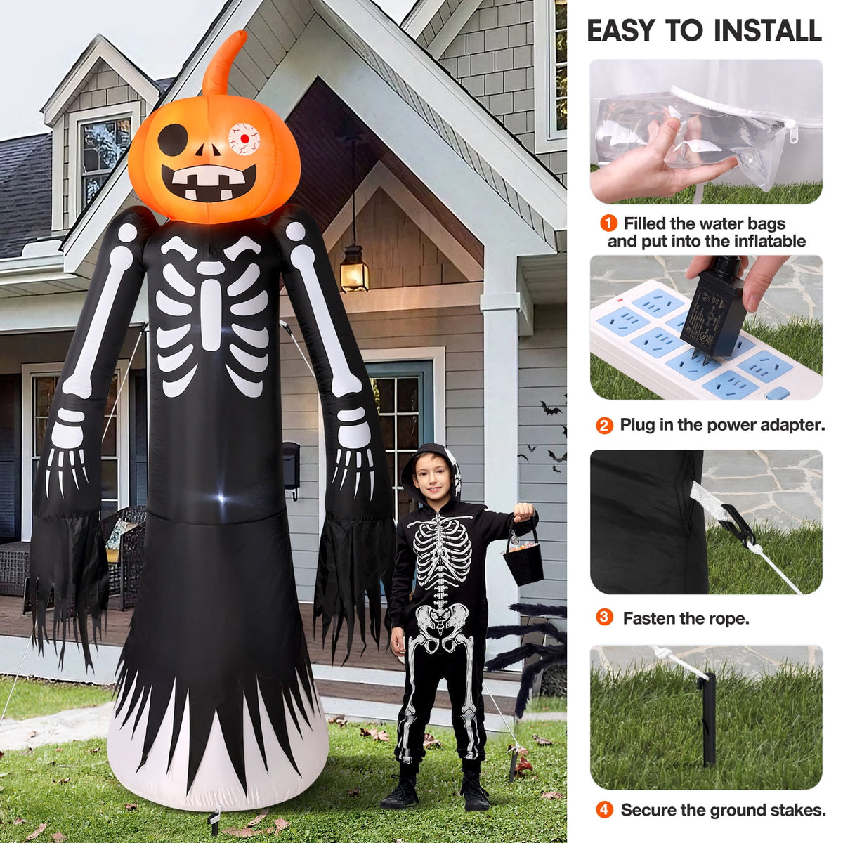 Ayieyill 8.5FT Halloween Inflatables Pumpkin Ghost Family with Built-in LED Lights, Halloween Blow up Yard Decorations