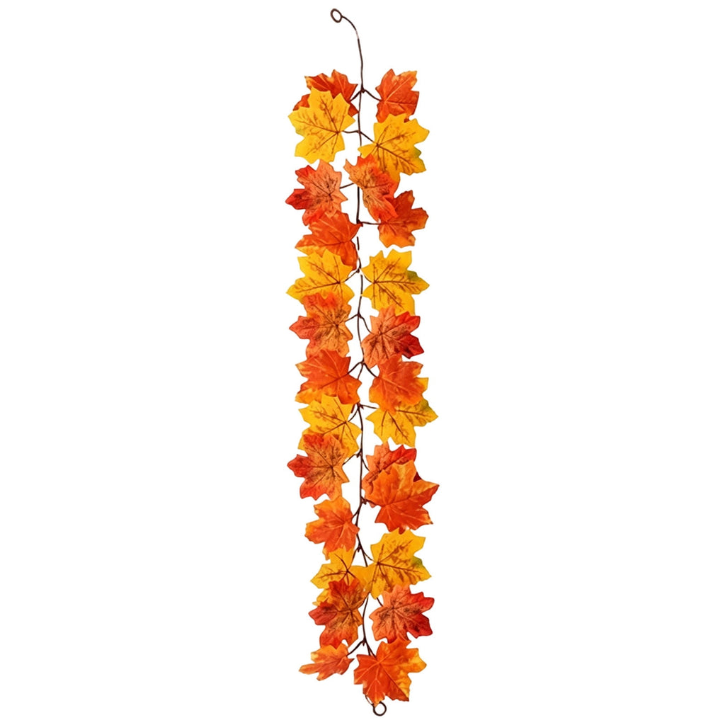 WKSCLPAI Halloween Maple Leaf Garland, Fall Vine Wreaths for Autumn Festivities Decor,Seasonal Garlands for Home,Halloween & Fall Decorations