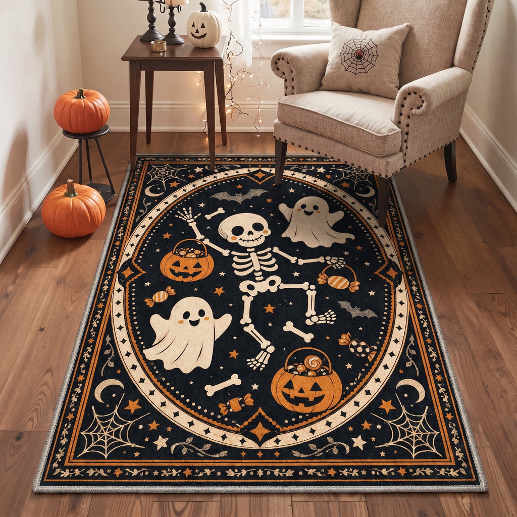 GENIMO 2'x3' Halloween Doormat, Washable Non Slip Soft Gothic Castle Outdoor Door Mat for Front Door Covered Porch Patio Entryway, Antique Gold