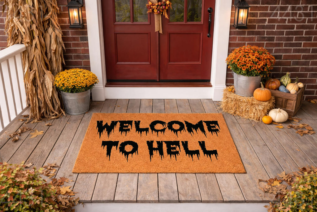 Doormat Welcome To Hell Welcome Mat Funny Doormat Funny Gift Halloween (18" x 30") #4431