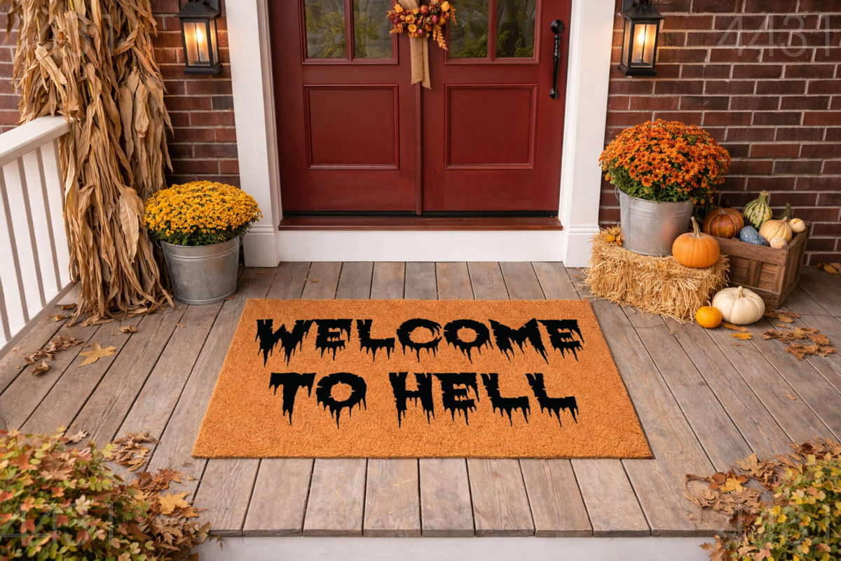 Doormat Welcome To Hell Welcome Mat Funny Doormat Funny Gift Halloween (18" x 30") #4431