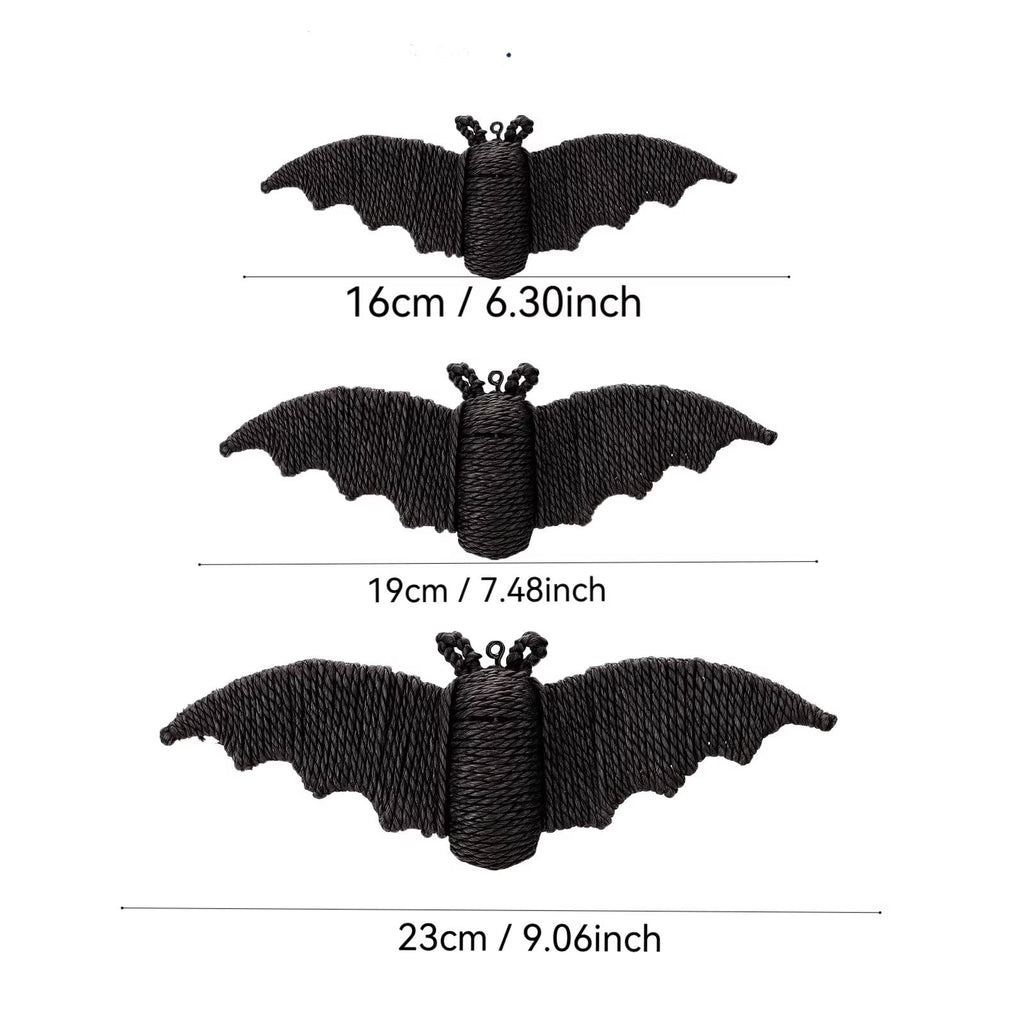 Clearance Halloween Hanging Bat Decoration, 3D Hand-Made Woven Bat Decor, Realistic Scary Fake Black Hanging Flying Bat, Spooky for Indoor Outdoor Yard Porch Lawn Decorations