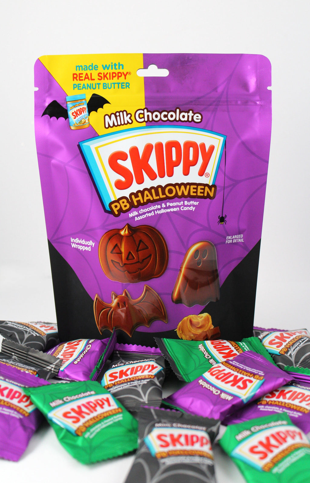 SKIPPY Milk Chocolate Peanut Butter Halloween Shapes Candy, Individually Wrapped