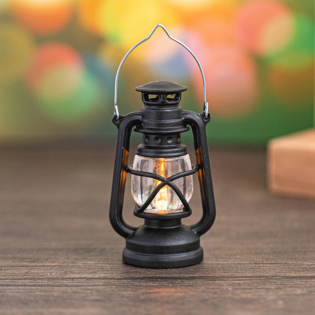 openpig Vintage LED Hurricane Lantern, LED Battery Powered Camping Lamp Outdoor Hanging Lantern, Landscape Decor for Table Patio Garden Yard Pathway Porch (Black)
