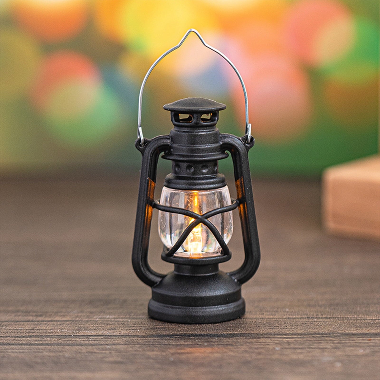 openpig Vintage LED Hurricane Lantern, LED Battery Powered Camping Lamp Outdoor Hanging Lantern, Landscape Decor for Table Patio Garden Yard Pathway Porch (Black)