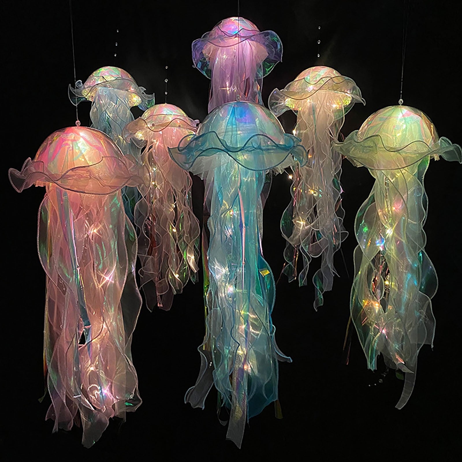 Pyaiine Glowing Jellyfish Lantern Handheld Jellyfish LED Lamp Hanging Lantern Decoration New Year Eve Gadget Holiday Gift for Party