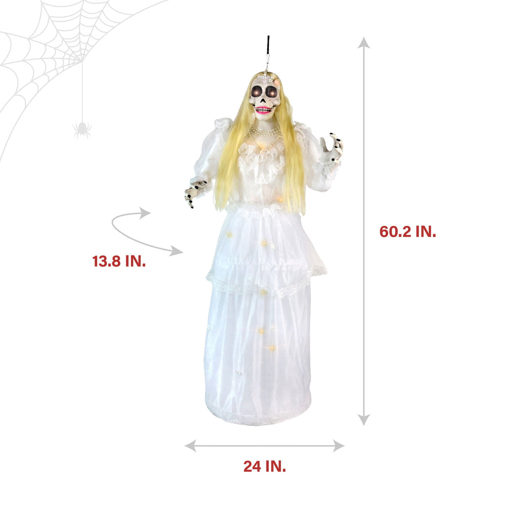 Haunted Hill Farm 5 ft Touch-Activated Animated Hanging Spinning Bride Halloween Animatronic, HHBRIDE-9HLSA