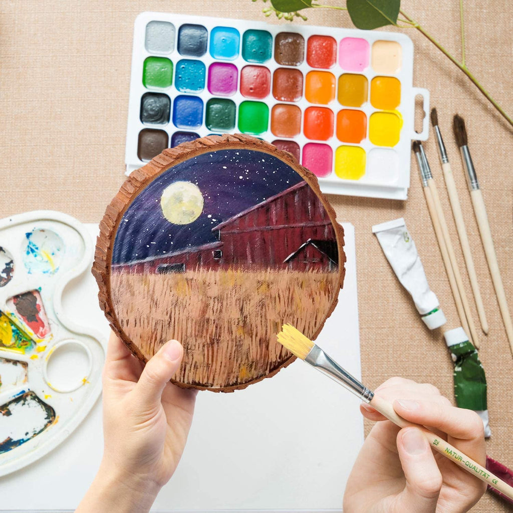 Fuyit Wood Slices 6 Pcs 6-6.3 inches Unfinished Natural Tree Slice Wooden Circle with Bark Log Discs for DIY Arts and Craft Wedding Christmas Ornaments