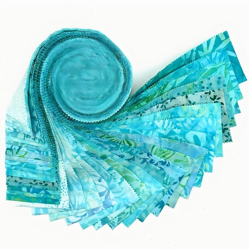 Heymaple 40Pcs Jelly Roll Fabric Strips for Quilting and Sewing, 2.6" x 20" Precut Fabric for DIY Crafting, Blue Green Lake